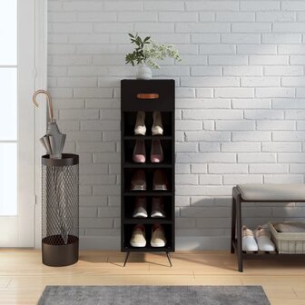 Schoenenkast 30x35x105 cm bewerkt hout zwart 1