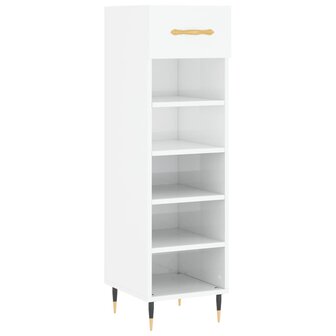 Schoenenkast 30x35x105 cm bewerkt hout hoogglans wit 2