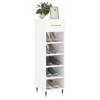 Schoenenkast 30x35x105 cm bewerkt hout hoogglans wit 3
