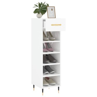 Schoenenkast 30x35x105 cm bewerkt hout hoogglans wit 4