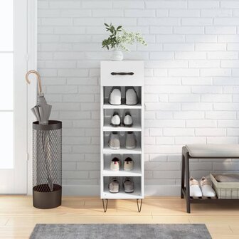 Schoenenkast 30x35x105 cm bewerkt hout hoogglans wit 1