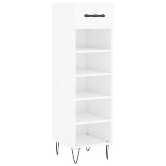 Schoenenkast 30x35x105 cm bewerkt hout hoogglans wit 2