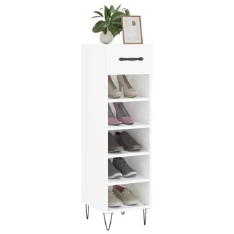 Schoenenkast 30x35x105 cm bewerkt hout hoogglans wit 3
