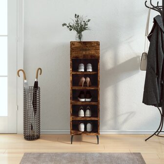 Schoenenkast 30x35x105 cm bewerkt hout gerookt eikenkleurig 1