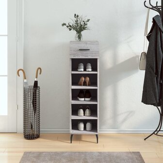 Schoenenkast 30x35x105 cm bewerkt hout grijs sonoma eikenkleur 1