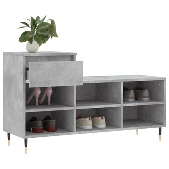 Schoenenkast 102x36x60 cm bewerkt hout betongrijs 4