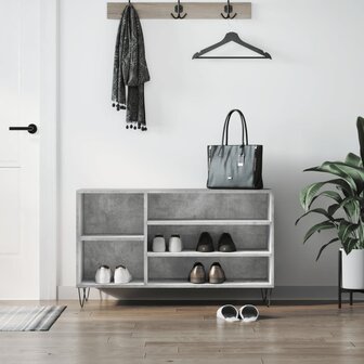 Schoenenkast 102x36x60 cm bewerkt hout betongrijs 1