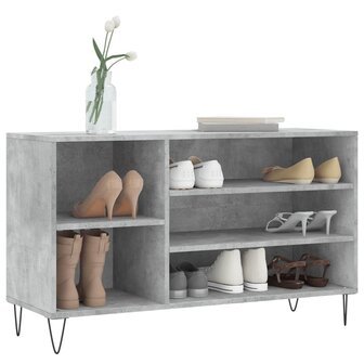 Schoenenkast 102x36x60 cm bewerkt hout betongrijs 3