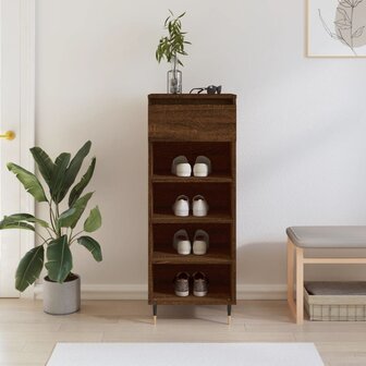 Schoenenkast 40x36x105 cm bewerkt hout bruin eikenkleur 1