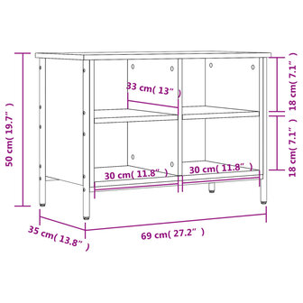 Schoenenkast 69x35x50 cm bewerkt hout gerookt eikenkleurig 9
