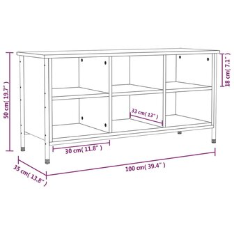 Schoenenkast 100x35x50 cm bewerkt hout gerookt eikenkleurig 9