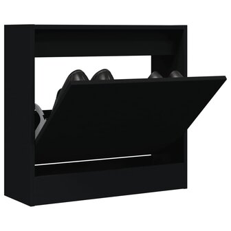 Schoenenkast 60x21x57 cm bewerkt hout zwart 1