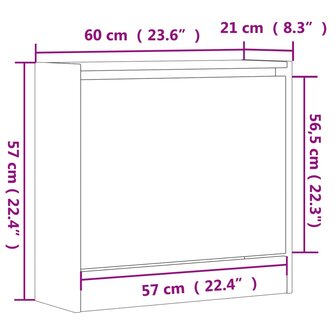 Schoenenkast 60x21x57 cm bewerkt hout zwart 9