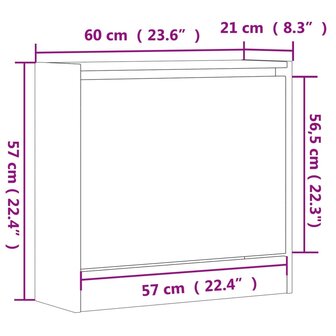 Schoenenkast 60x21x57 cm bewerkt hout sonoma eikenkleurig 9
