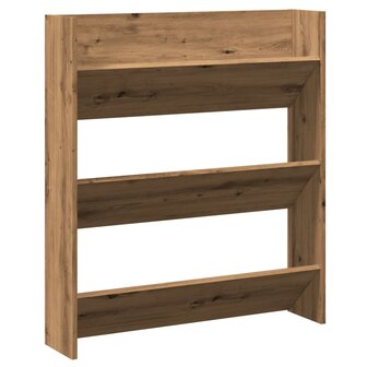 Wandschoenenkast 80x18x90 cm bewerkt hout artisanaal eikenkleur 2