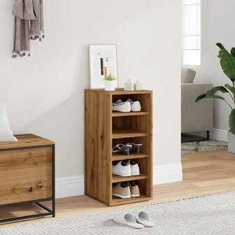 Schoenenkast 32x35x70 cm bewerkt hout artisanaal eikenkleur 3