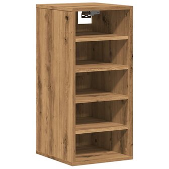 Schoenenkast 32x35x70 cm bewerkt hout artisanaal eikenkleur 7