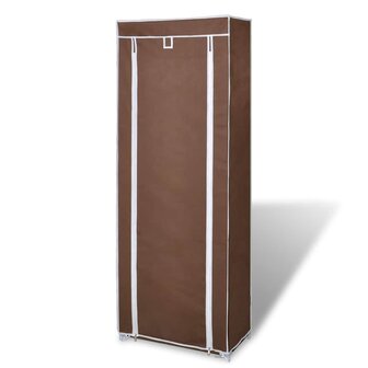 Stoffen schoenenrek met hoes 162 x 57 x 29 cm bruin 3