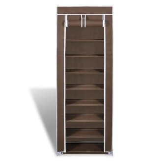 Stoffen schoenenrek met hoes 162 x 57 x 29 cm bruin 4
