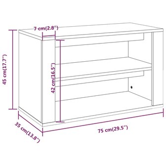 Schoenenrek 75x35x45 cm bewerkt hout hoogglans wit 8