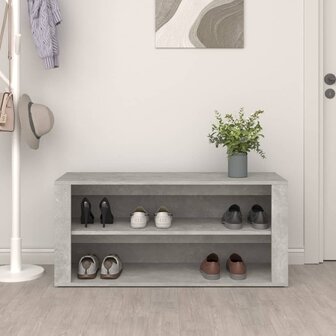Schoenenrek 100x35x45 cm bewerkt hout betongrijs 3