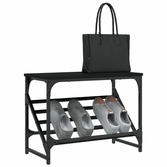 Schoenenrek 60x30x45 cm bewerkt hout zwart 3