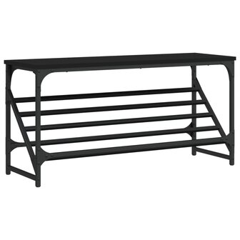 Schoenenrek 90x30x45 cm bewerkt hout zwart 2