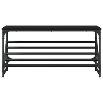 Schoenenrek 90x30x45 cm bewerkt hout zwart 4