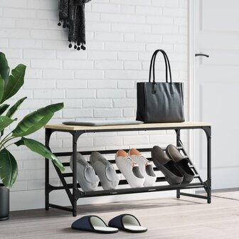 Schoenenrek 90x30x45 cm bewerkt hout sonoma eikenkleurig 1