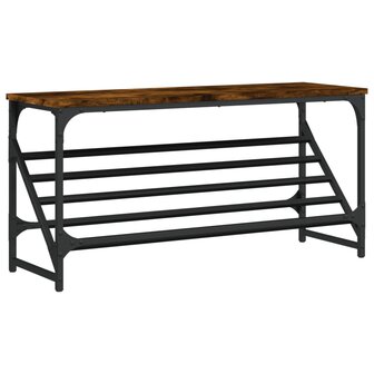 Schoenenrek 90x30x45 cm bewerkt hout gerookt eikenkleurig 2