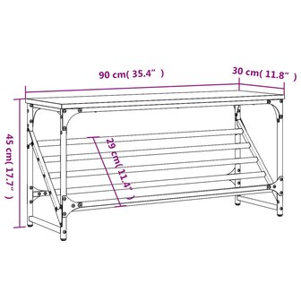 Schoenenrek 90x30x45 cm bewerkt hout gerookt eikenkleurig 9