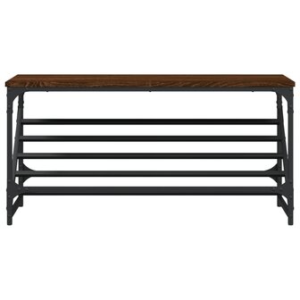 Schoenenrek 90x30x45 cm bewerkt hout bruin eikenkleur 4