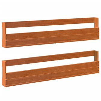Schoenenrekken 2 st 110x8,5x23,5 cm massief grenenhout wasbruin 2