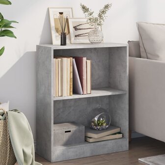 Boekenkast 60x24x76 cm bewerkt hout betongrijs 1
