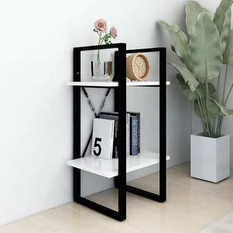 Boekenkast met 2 schappen 40x30x70 cm bewerkt hout wit 6