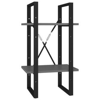 Boekenkast met 2 schappen 40x30x70 cm bewerkt hout grijs 2
