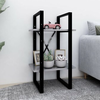 Boekenkast met 2 schappen 40x30x70 cm bewerkt hout betongrijs 1