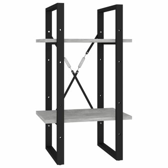 Boekenkast met 2 schappen 40x30x70 cm bewerkt hout betongrijs 2