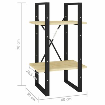 Boekenkast met 2 schappen 40x30x70 cm massief grenenhout 8