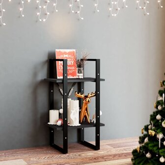 Boekenkast met 2 schappen 40x30x70 cm massief grenenhout zwart 1