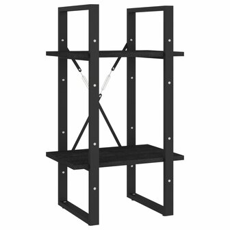 Boekenkast met 2 schappen 40x30x70 cm massief grenenhout zwart 2
