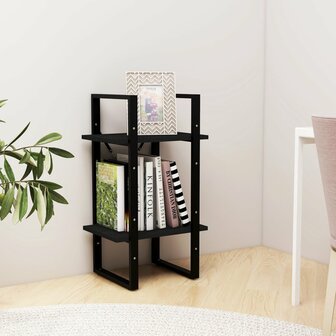 Boekenkast met 2 schappen 40x30x70 cm massief grenenhout zwart 3
