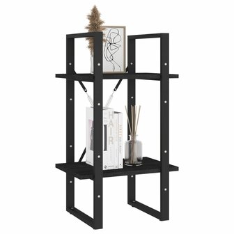 Boekenkast met 2 schappen 40x30x70 cm massief grenenhout zwart 4