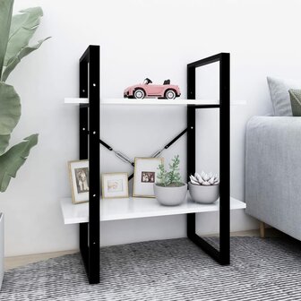 Boekenkast met 2 schappen 60x30x70 cm bewerkt hout wit 1