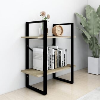 Boekenkast met 2 schappen 60x30x70 cm bewerkt hout sonoma eiken 3