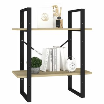 Boekenkast met 2 schappen 60x30x70 cm bewerkt hout sonoma eiken 4