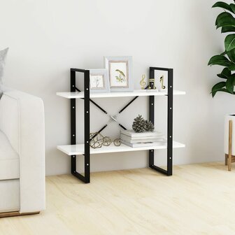 Boekenkast met 2 schappen 80x30x70 cm spaanplaat wit 1