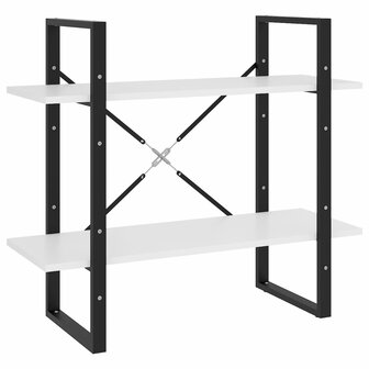 Boekenkast met 2 schappen 80x30x70 cm spaanplaat wit 2