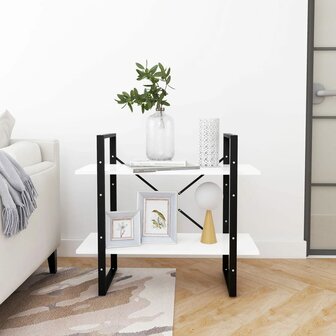 Boekenkast met 2 schappen 80x30x70 cm spaanplaat wit 6