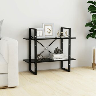 Boekenkast met 2 schappen 80x30x70 cm spaanplaat zwart 1
